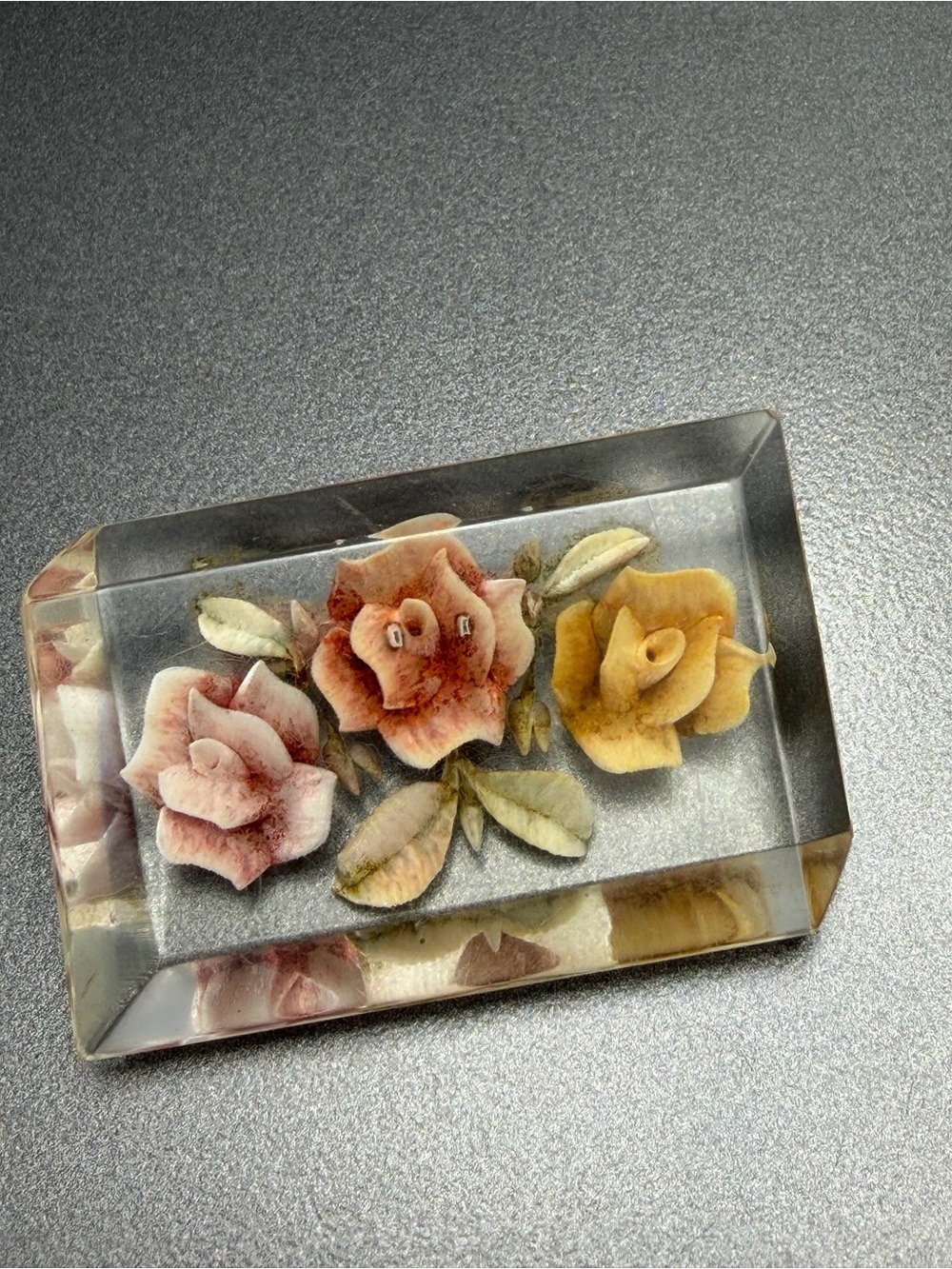 Vintage Reverse Carved Floral Brooch #cz33